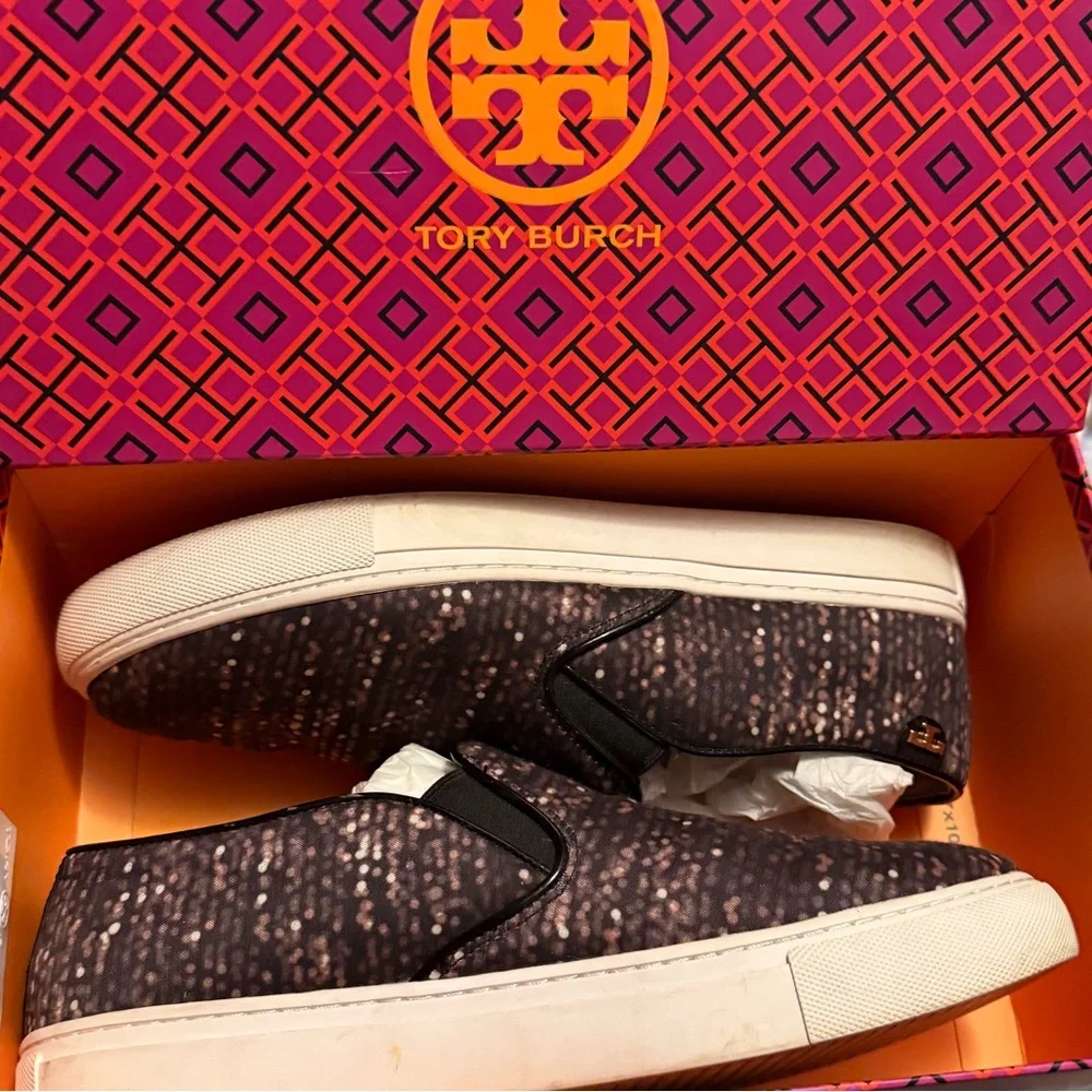 TORY BURCH Designer Multi-color Casual Slip-On Tennis Shoes/ Sneakers Size 8.5 - Picture 5 of 14